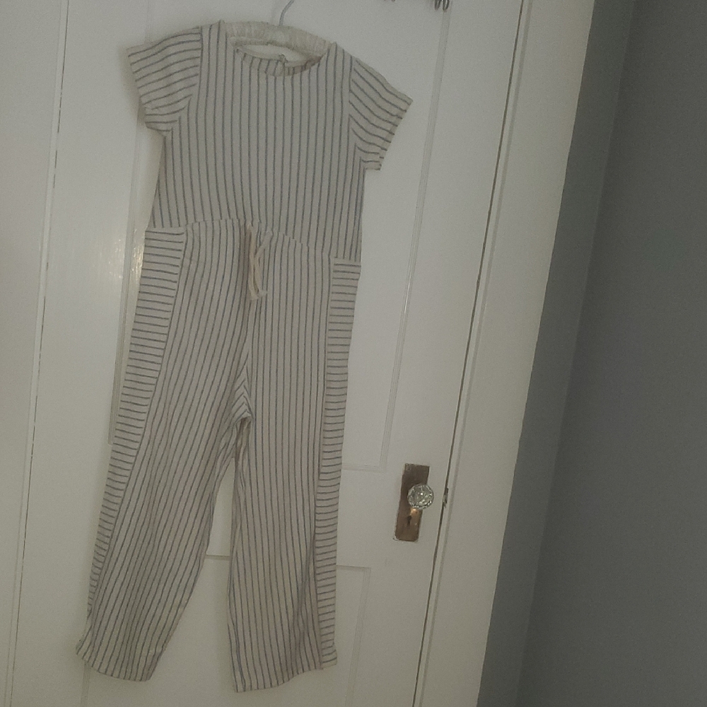 Striped Jumpsuit with Short Sleeves